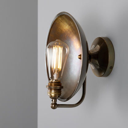 Chulainn Industrial Brass Dish Wall Light 25cm