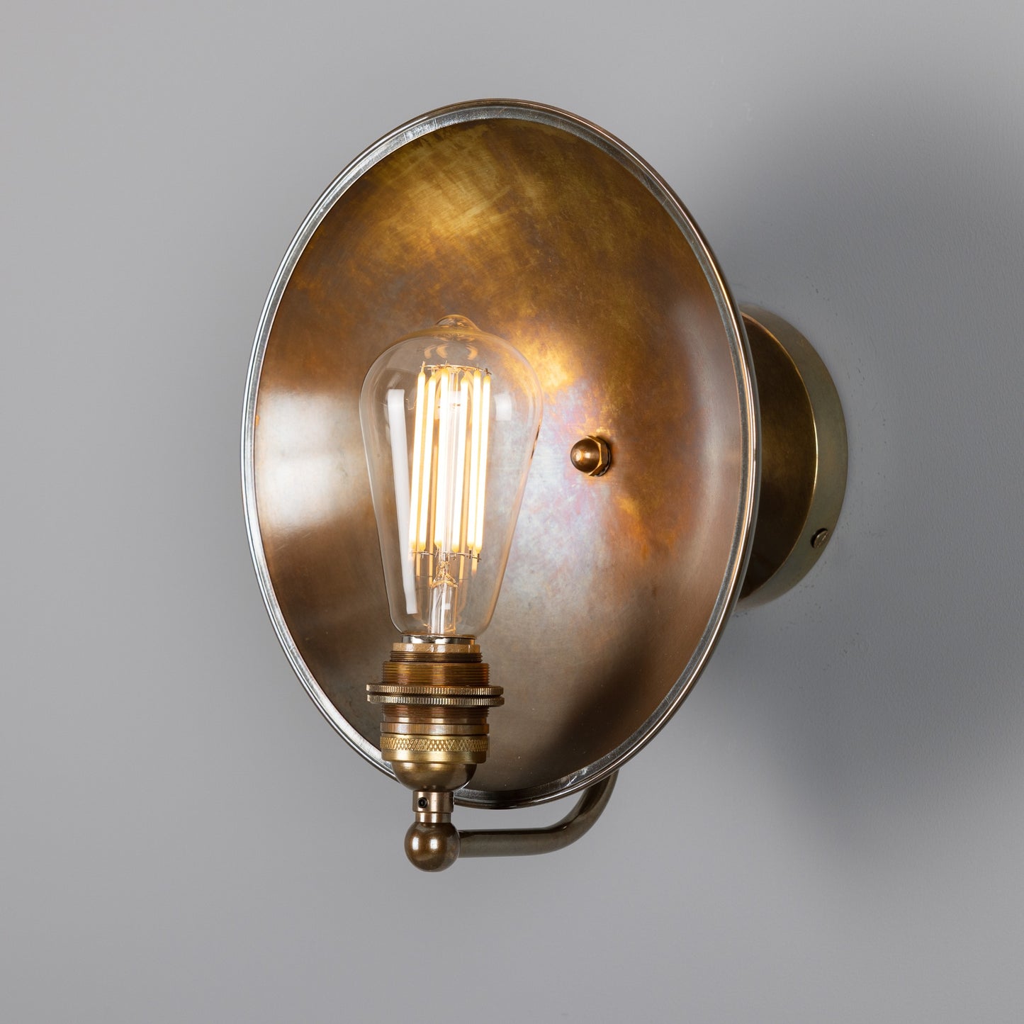 Chulainn Industrial Brass Dish Wall Light 25cm
