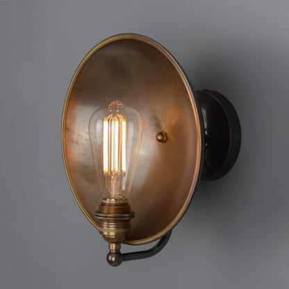 Chulainn Industrial Brass Dish Wall Light 25cm