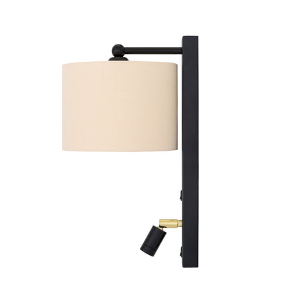 Khumo Wall Light with Fabric Shade and Adjustable Reading Light