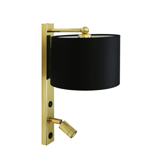 Khumo Wall Light with Fabric Shade and Adjustable Reading Light