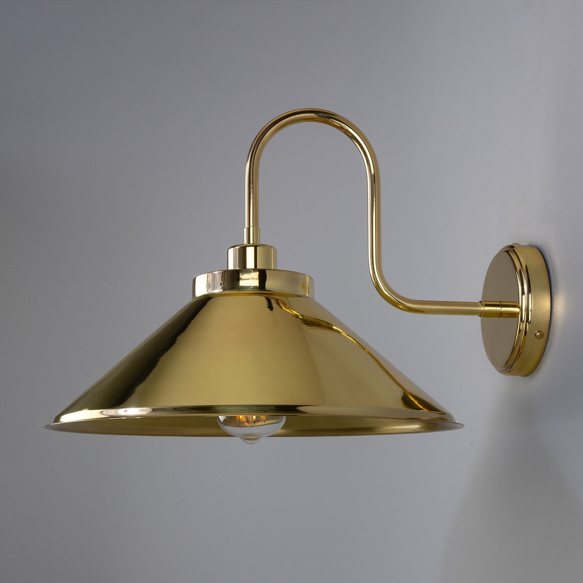 Rio Vintage Brass Swan Neck Wall Light 38cm