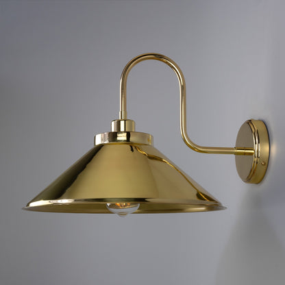 Rio Vintage Brass Swan Neck Wall Light 38cm
