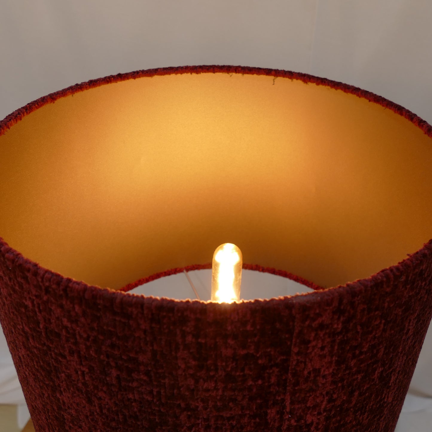 Driftwood Style Table Lamp with Deep Red Textured Shade