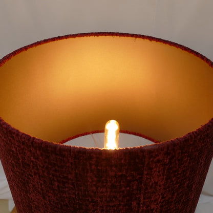 Driftwood Style Table Lamp with Deep Red Textured Shade