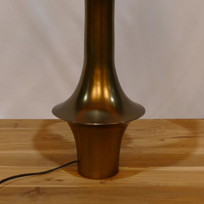 Brushed Bronze Sculptural Lamp with Deep Green Velvet Shade (02)