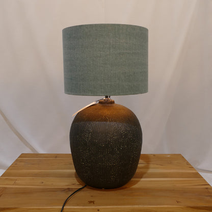 Textured Ceramic Lamp with Soft Green Shade