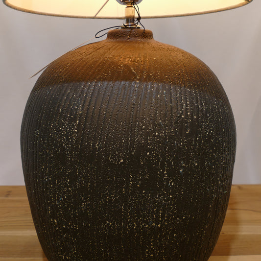 Ceramic Lamp with Natural Linen Shade