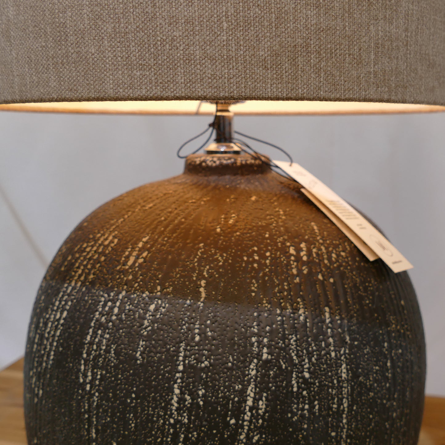 Ceramic Lamp with Natural Linen Shade