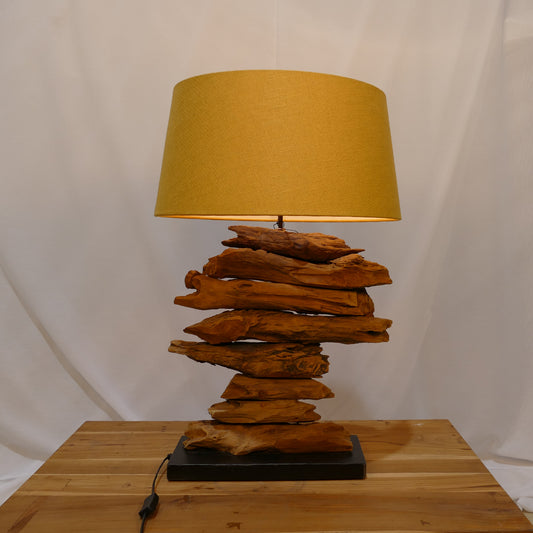 Driftwood Table Lamp with Mustard Shade
