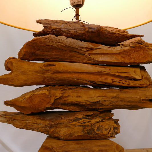 Driftwood Table Lamp with Mustard Shade