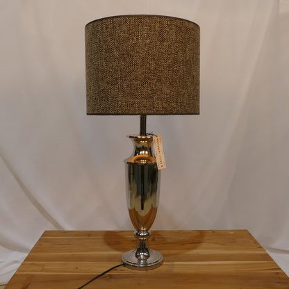 Chrome Table Lamp with Textured Natural Shade