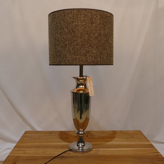 Chrome Table Lamp with Textured Natural Shade