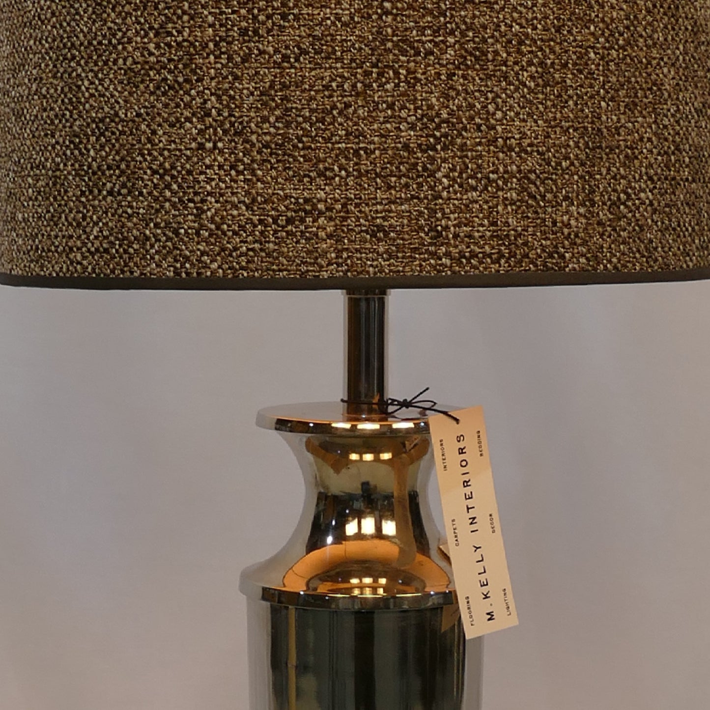 Chrome Table Lamp with Textured Natural Shade