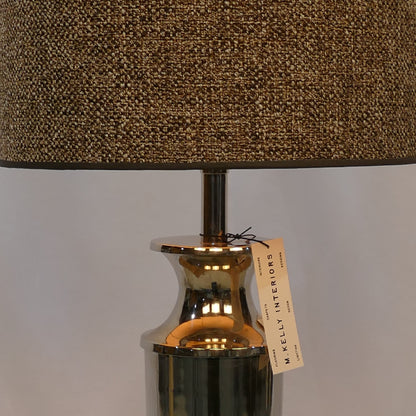 Chrome Table Lamp with Textured Natural Shade