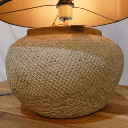 Light & Living Textured Ceramic Table Lamp with Brown Woven Shade (1)