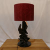 Driftwood Style Table Lamp with Deep Red Textured Shade