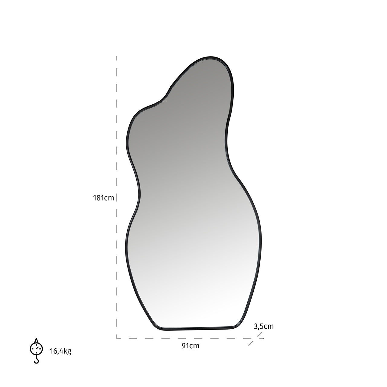 Aldon Black Metal Mirror