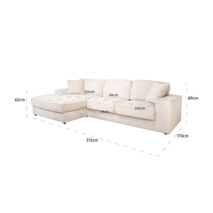 Santos Sofa Niagara Beige (2.5-Seater + Lounge Left)