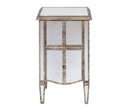 Mirrored Bedside Table – Golden Patina