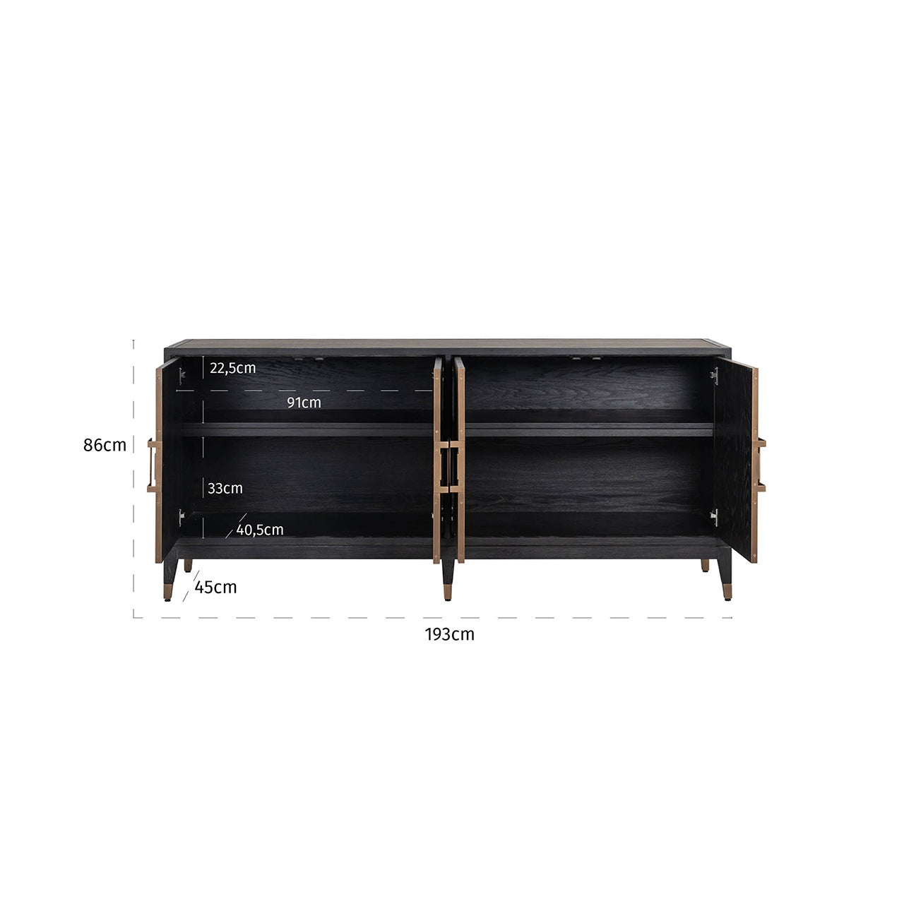 Bloomville 4-door Sideboard Gold