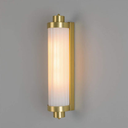 Louise Vintage Rippled Glass and Brass Bathroom Wall Light 47cm IP44
