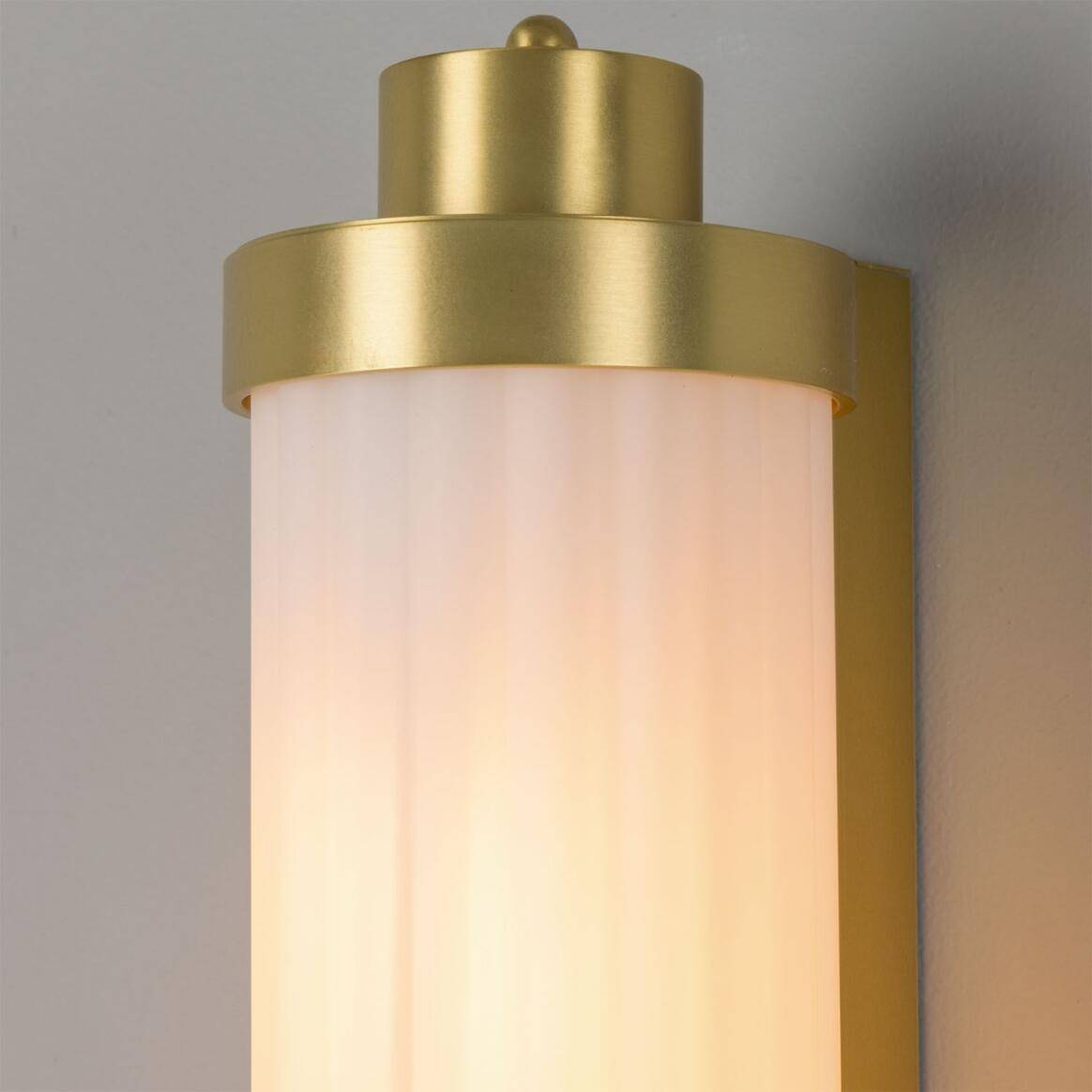 Louise Vintage Rippled Glass and Brass Bathroom Wall Light 47cm IP44