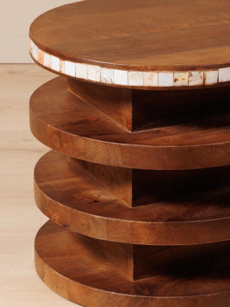 Round Side Table with Horn Inlays Argana