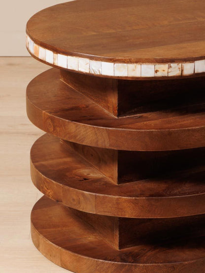 Round Side Table with Horn Inlays Argana