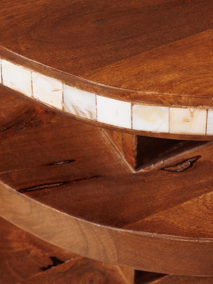 Round Side Table with Horn Inlays Argana