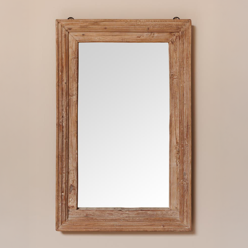 Large Rectangular Wooden Mirror
