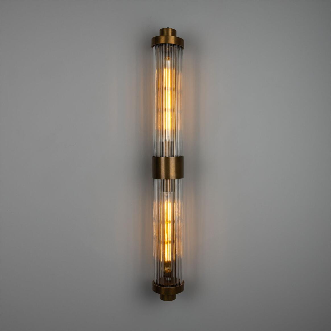Double Louise Clear Glass Bathroom Wall Light 88cm