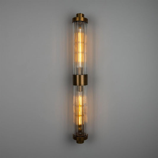 Double Louise Clear Glass Bathroom Wall Light 88cm