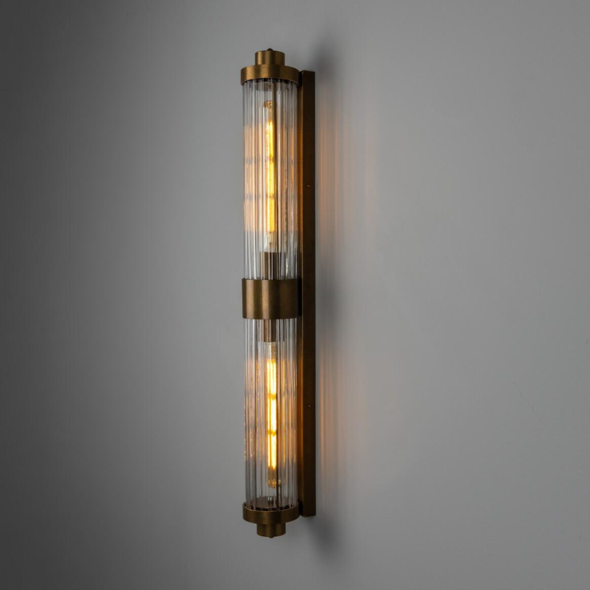 Double Louise Clear Glass Bathroom Wall Light 88cm