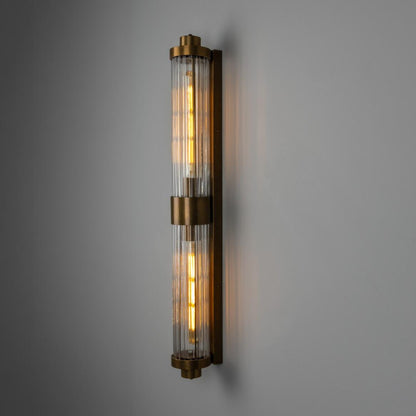 Double Louise Clear Glass Bathroom Wall Light 88cm