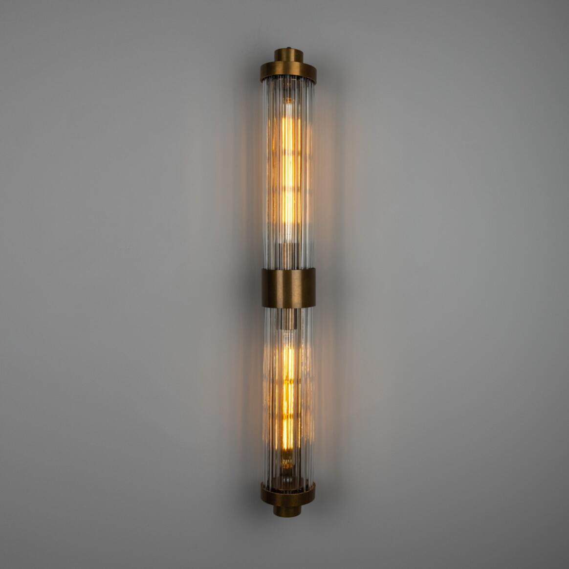 Double Louise Clear Glass Bathroom Wall Light 88cm