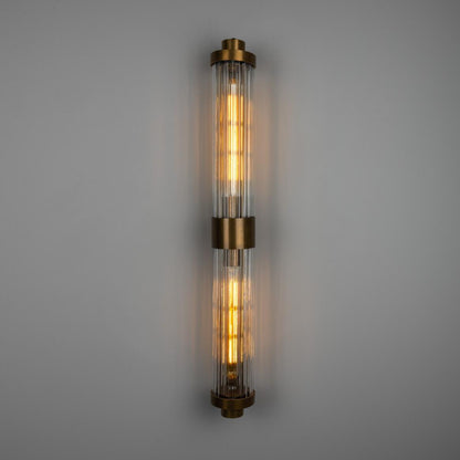 Double Louise Clear Glass Bathroom Wall Light 88cm