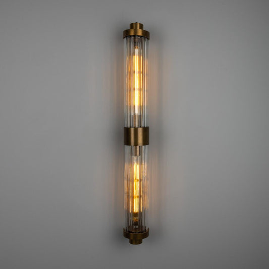 Double Louise Clear Glass Bathroom Wall Light 88cm
