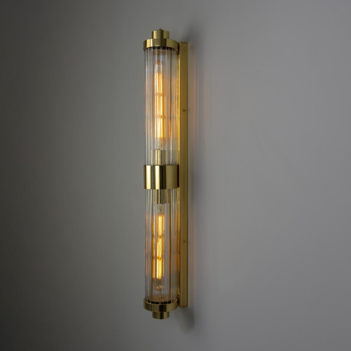 Double Louise Clear Glass Bathroom Wall Light 88cm