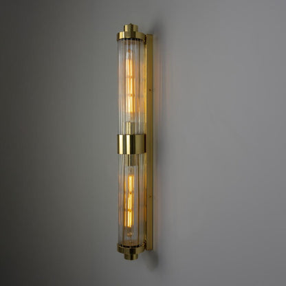 Double Louise Clear Glass Bathroom Wall Light 88cm