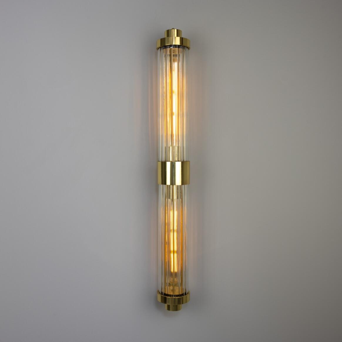 Double Louise Clear Glass Bathroom Wall Light 88cm