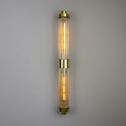 Double Louise Clear Glass Bathroom Wall Light 88cm