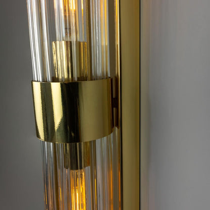 Double Louise Clear Glass Bathroom Wall Light 88cm