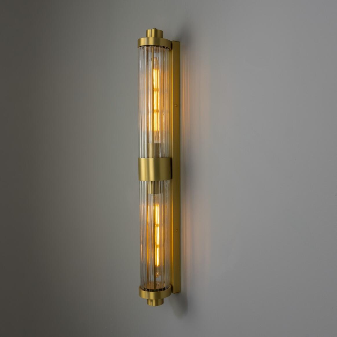 Double Louise Clear Glass Bathroom Wall Light 88cm
