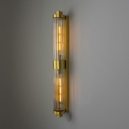 Double Louise Clear Glass Bathroom Wall Light 88cm