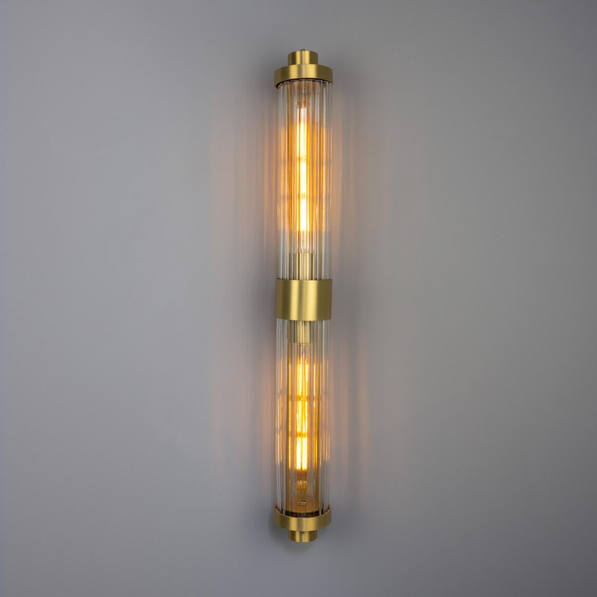 Double Louise Clear Glass Bathroom Wall Light 88cm