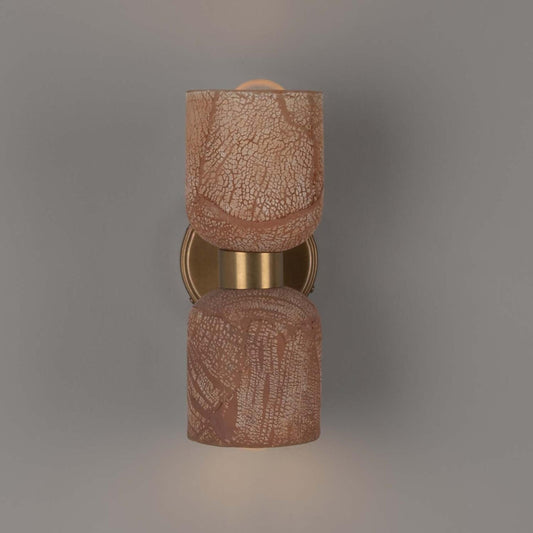 Sakura Red Iron Double Ceramic and Brass Wall Light 31cm IP20