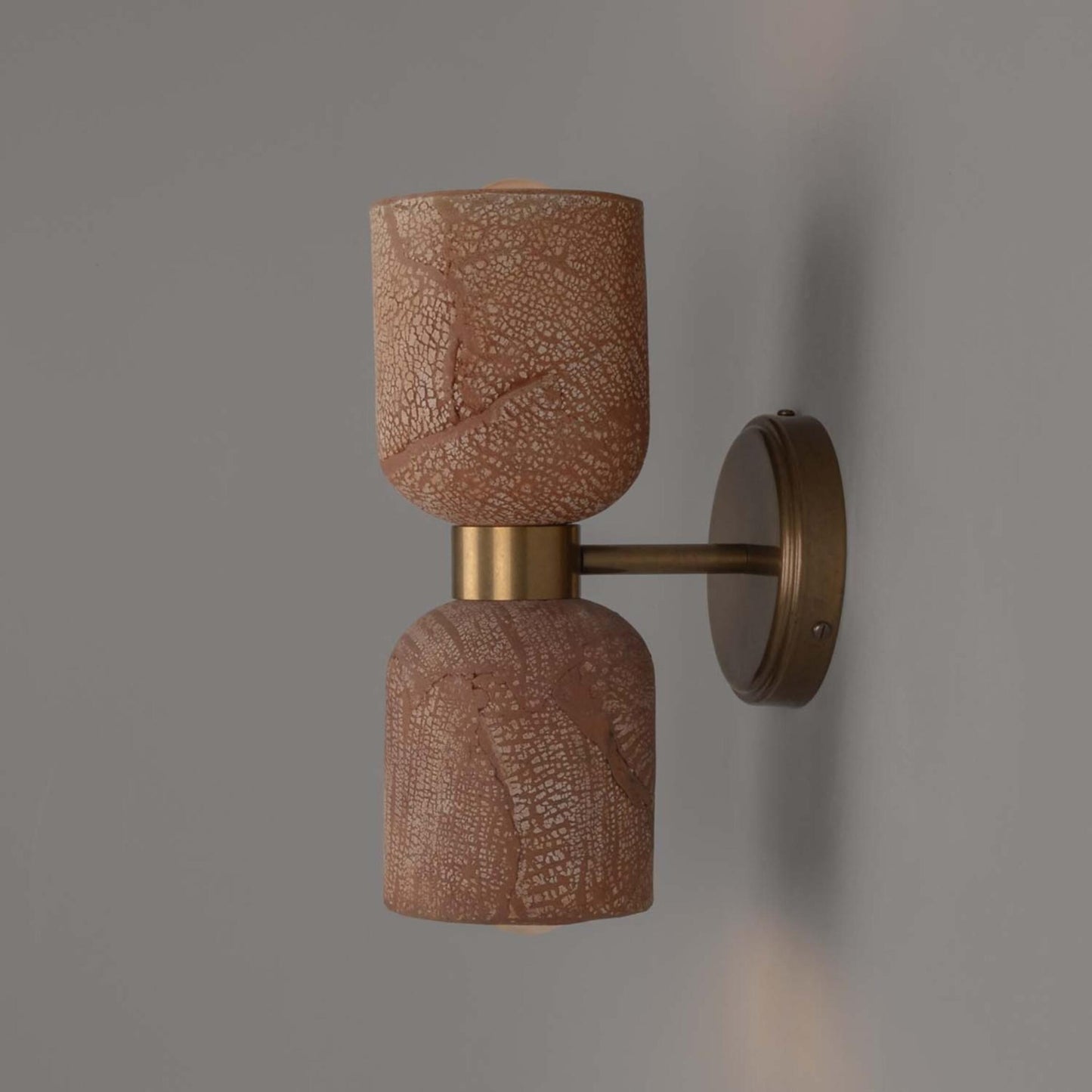 Sakura Red Iron Double Ceramic and Brass Wall Light 31cm IP20