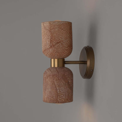 Sakura Red Iron Double Ceramic and Brass Wall Light 31cm IP20