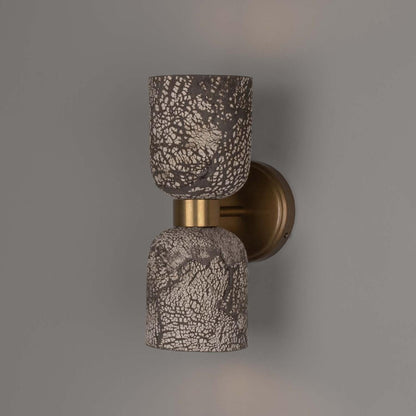 Sakura Black Clay Double Ceramic and Brass Wall Light 31cm IP20